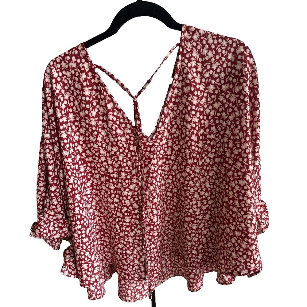 Shein Women's Floral Blouse Top 100% Polyester Casual Ladies' Size‎ M Red/Tan